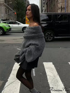 Long Sleeve Stylish Off Shoulder Sweater image 6