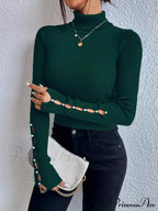 Long Top Rib-Knit with Turtleneck Arm Cutout image 2