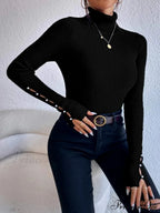 Long Top Rib-Knit with Turtleneck Arm Cutout image 4