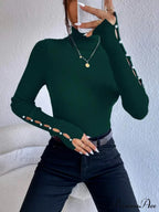 Long Top Rib-Knit with Turtleneck Arm Cutout image 7