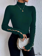 Long Top Rib-Knit with Turtleneck Arm Cutout image 6