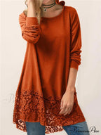 Long With Women Lace Patchwork Arm T-shirt Hood image 1