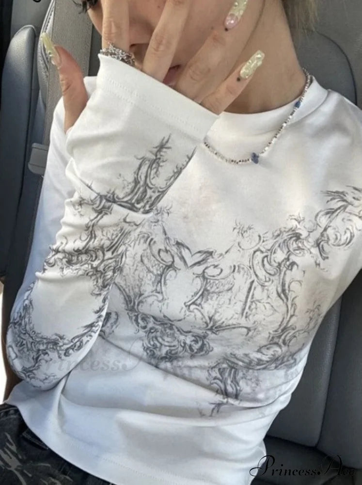 Long Y2k Fashion Casual O-neck Arm De Vintage Blusas T-shirts Mujer Design Women Tunic Moda Tops image 2