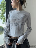 Long Y2k Fashion Casual O-neck Arm De Vintage Blusas T-shirts Mujer Design Women Tunic Moda Tops image 1