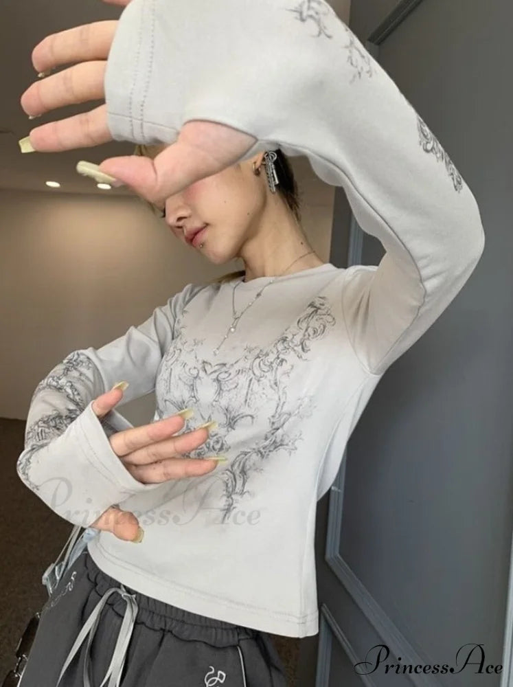 Long Y2k Fashion Casual O-neck Arm De Vintage Blusas T-shirts Mujer Design Women Tunic Moda Tops image 3