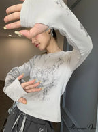 Long Y2k Fashion Casual O-neck Arm De Vintage Blusas T-shirts Mujer Design Women Tunic Moda Tops image 3