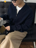 Loose Comfortable Wide Striped Cardigan Zipper Knitting Sweater image 1