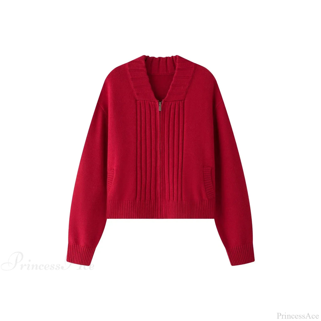 Loose Comfortable Wide Striped Cardigan Zipper Knitting Sweater image 2