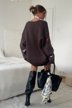 Loose Dachshund Embroidery Knit Button Cardigan image 9