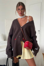 Loose Dachshund Embroidery Knit Button Cardigan image 8