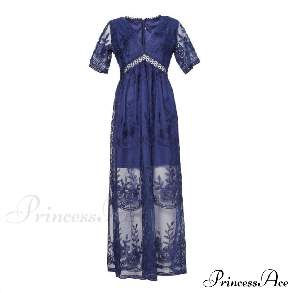 Loose Embroidery White Lace long Tunic Beach Dress image 3
