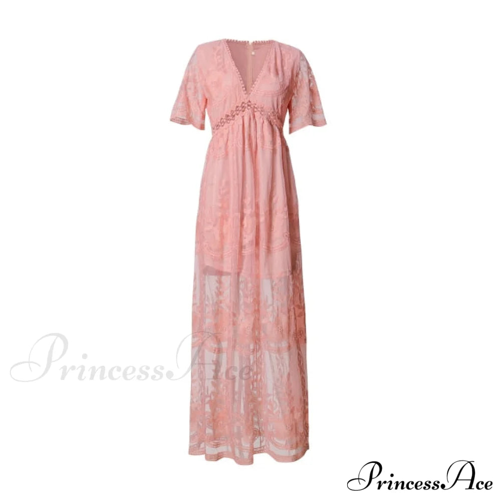 Loose Embroidery White Lace long Tunic Beach Dress image 4
