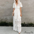 Loose Embroidery White Lace long Tunic Beach Dress image 7