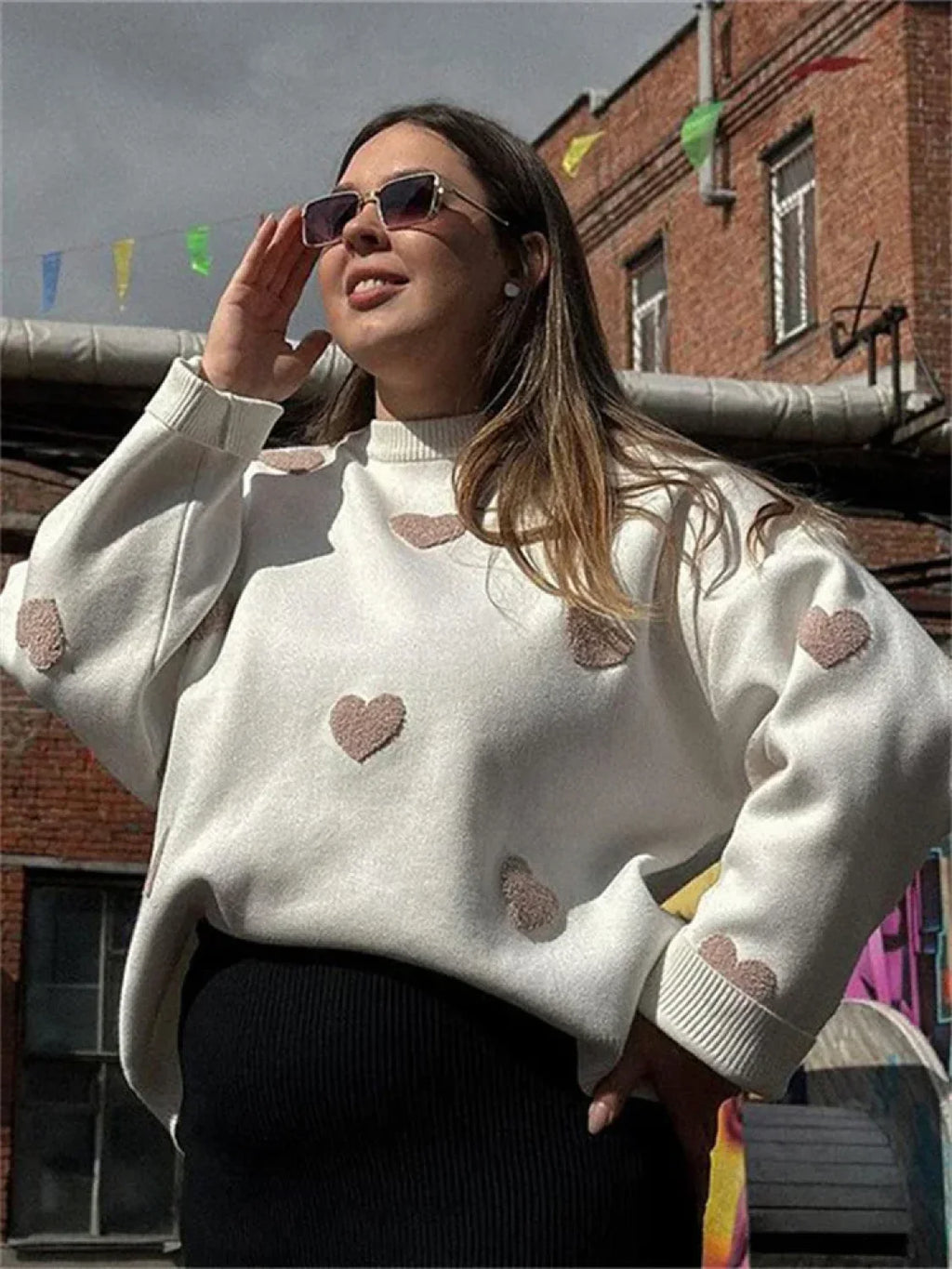 Loose Fashion Patchwork Long Sleeve Sweater image 10