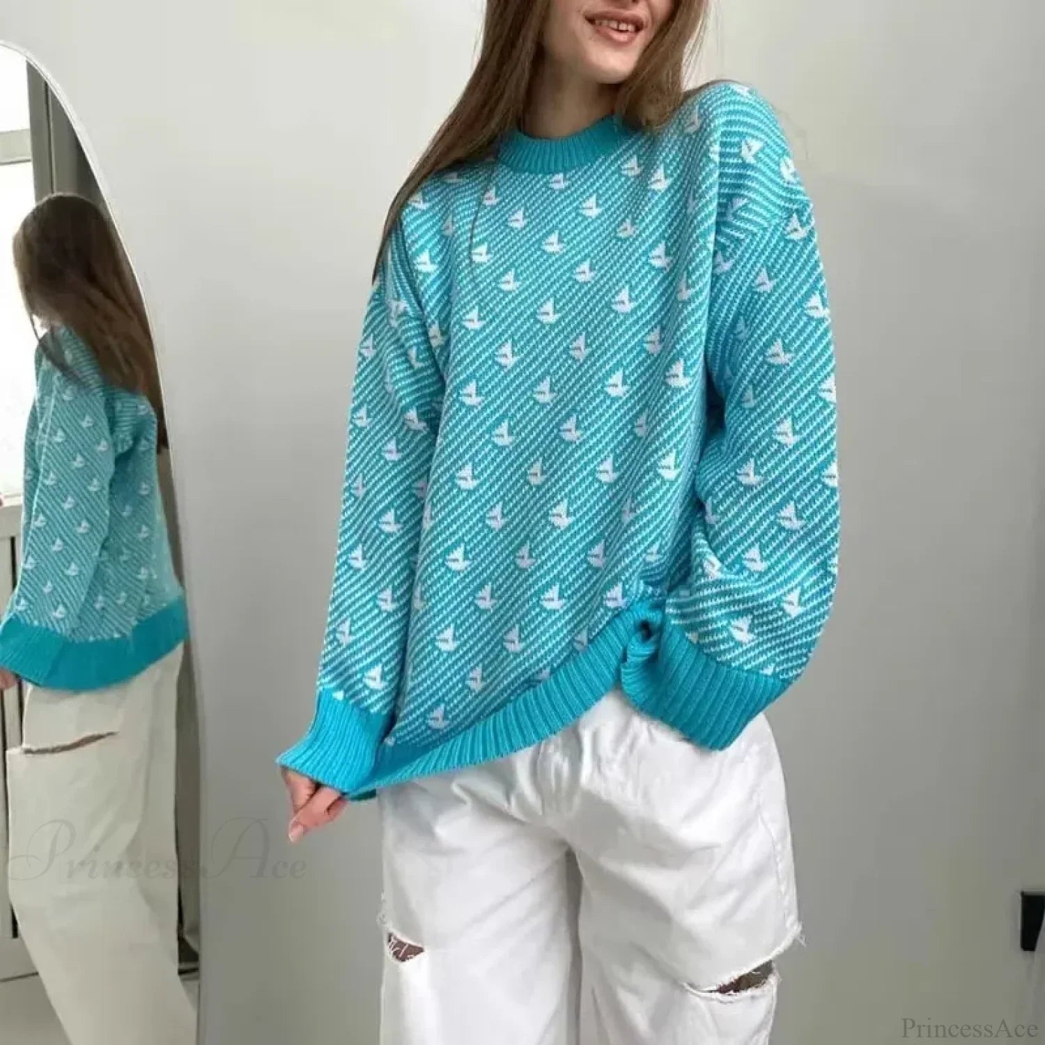 Loose Fashion Printed Long Sleeve Sweater image 6