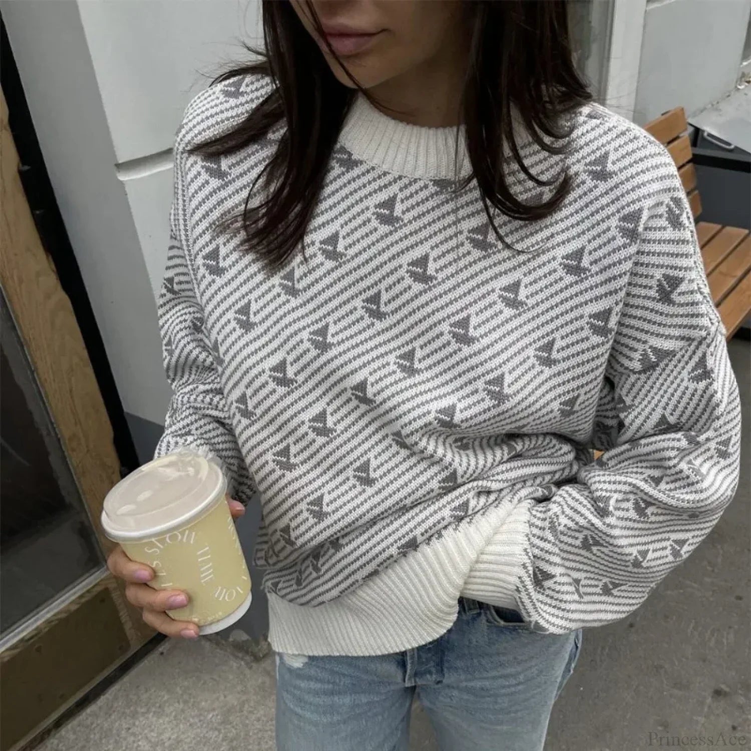 Loose Fashion Printed Long Sleeve Sweater image 1