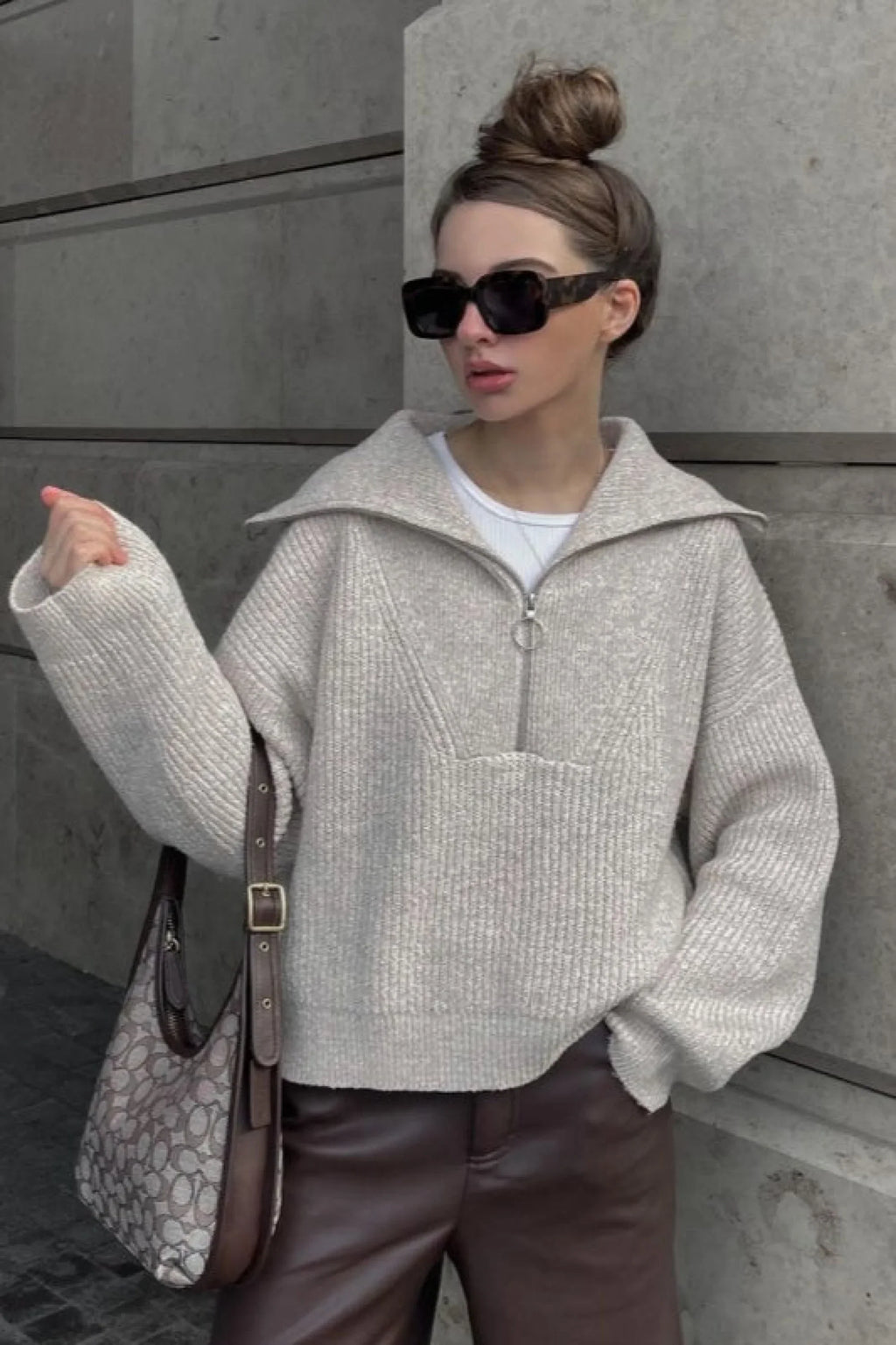 Loose Fit V-Neck Knit Sweater image 1