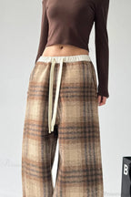 Loose Fit Woolen Plaid Wide Leg Pants image 6