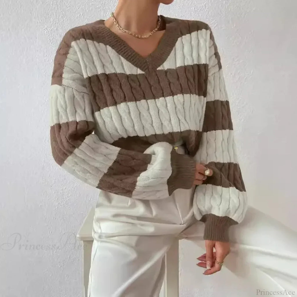 Loose Knit V-neck Vintage Pullover Sweater image 2