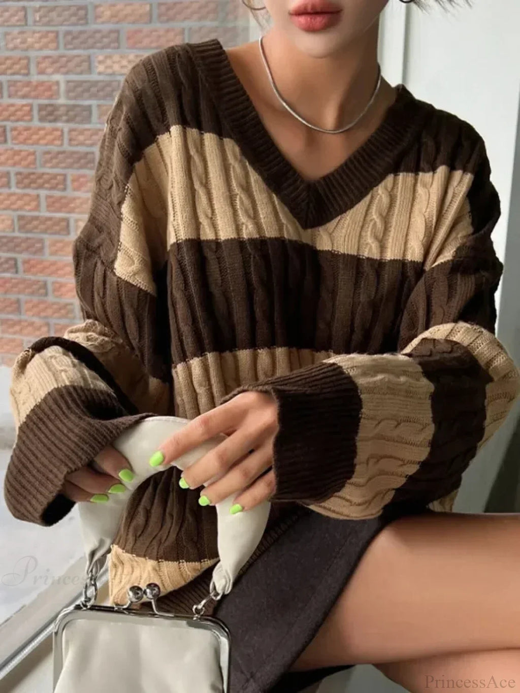 Loose Knit V-neck Vintage Pullover Sweater image 6