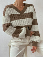 Loose Knit V-neck Vintage Pullover Sweater image 8