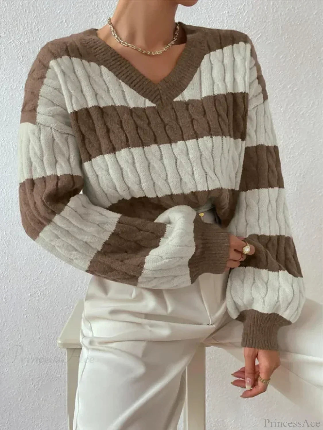 Loose Knit V-neck Vintage Pullover Sweater image 8