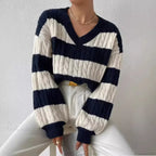 Loose Knit V-neck Vintage Pullover Sweater image 1