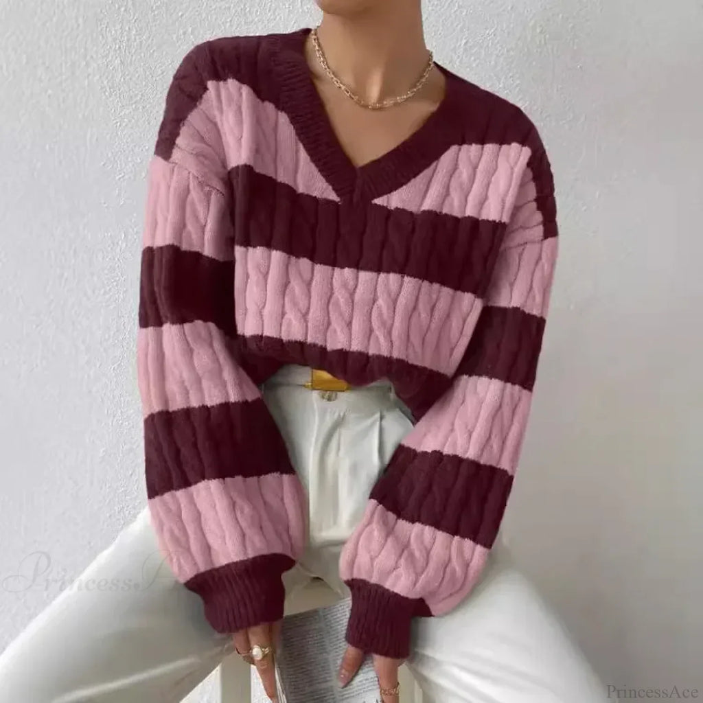 Loose Knit V-neck Vintage Pullover Sweater image 3