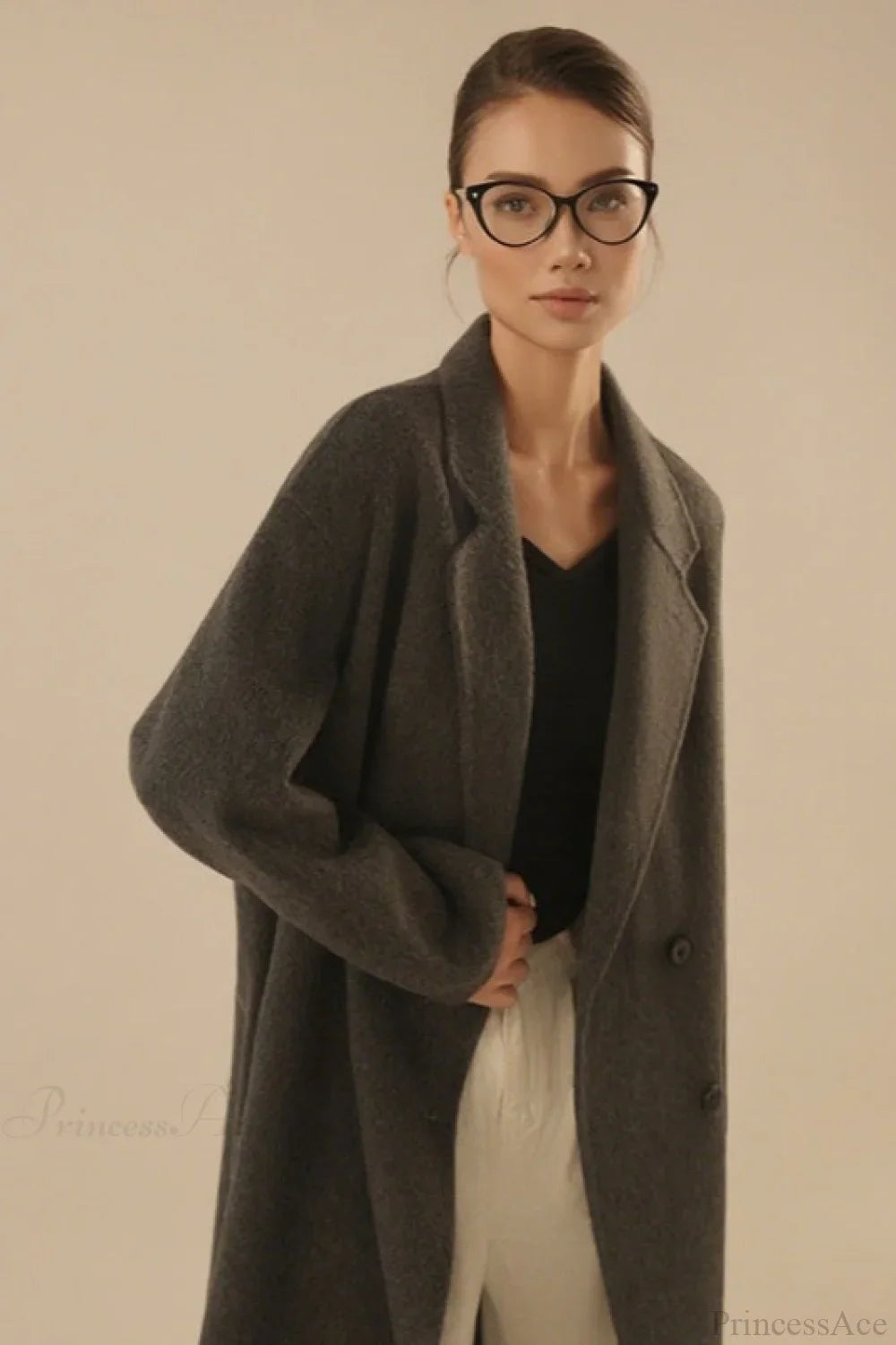 Loose Mid-Length Slouchy Korean Wool Overcoat image 3