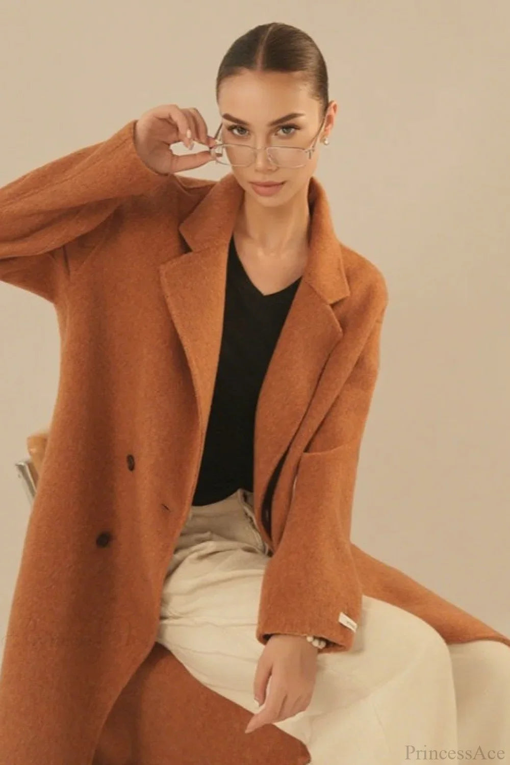 Loose Mid-Length Slouchy Korean Wool Overcoat image 2