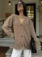 Loose Off Shoulder V-neck Cardigan image 5