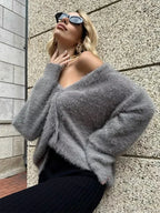 Loose Off Shoulder V-neck Cardigan image 2
