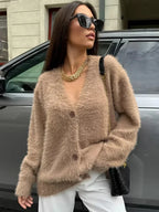 Loose Off Shoulder V-neck Cardigan image 4