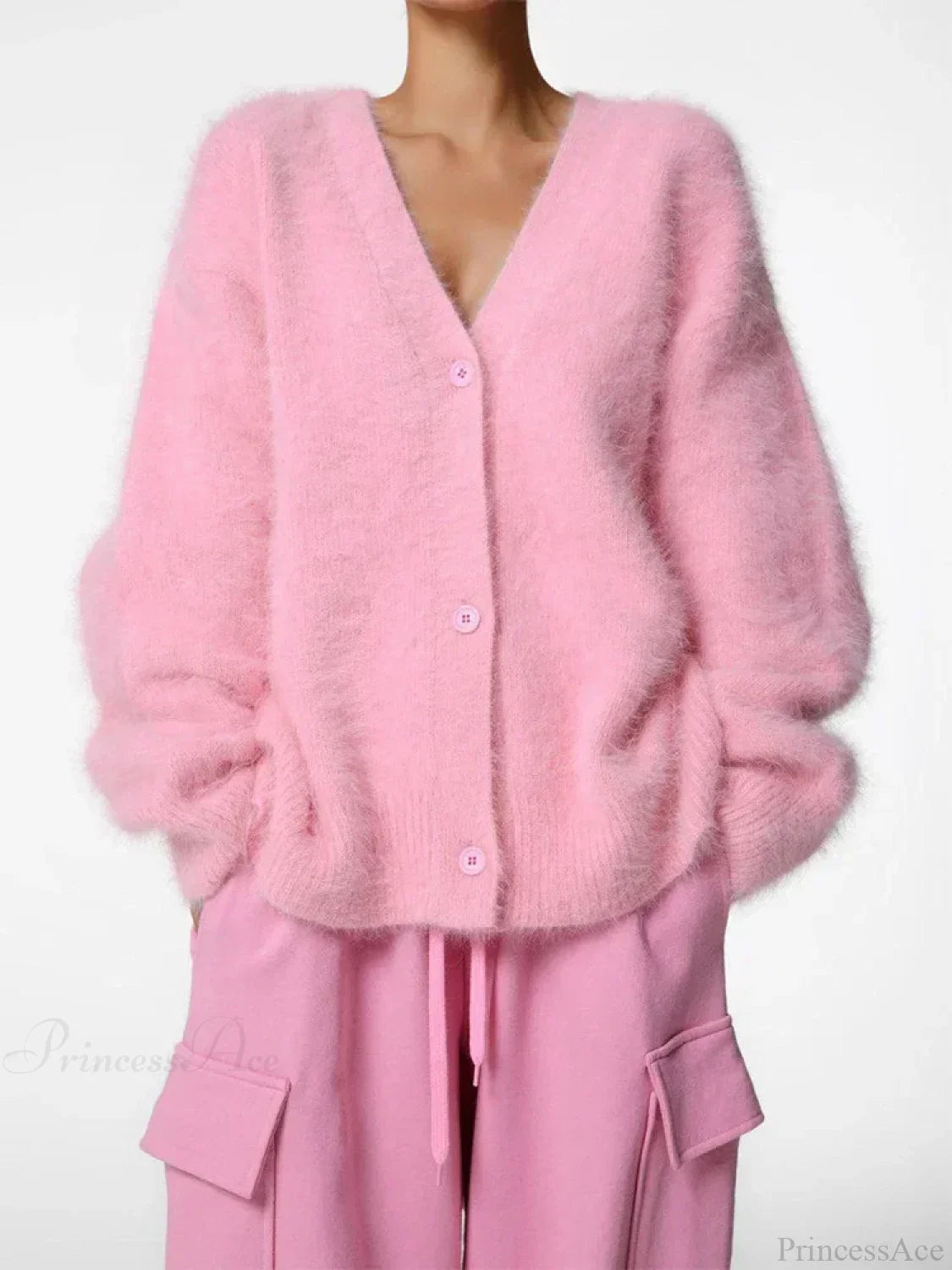 Loose Off Shoulder V-neck Cardigan image 8