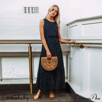 Loose Sleeveless Holiday Dot Print Long Maxi Dress image 4