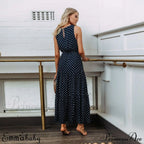 Loose Sleeveless Holiday Dot Print Long Maxi Dress image 3