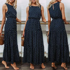 Loose Sleeveless Holiday Dot Print Long Maxi Dress image 2