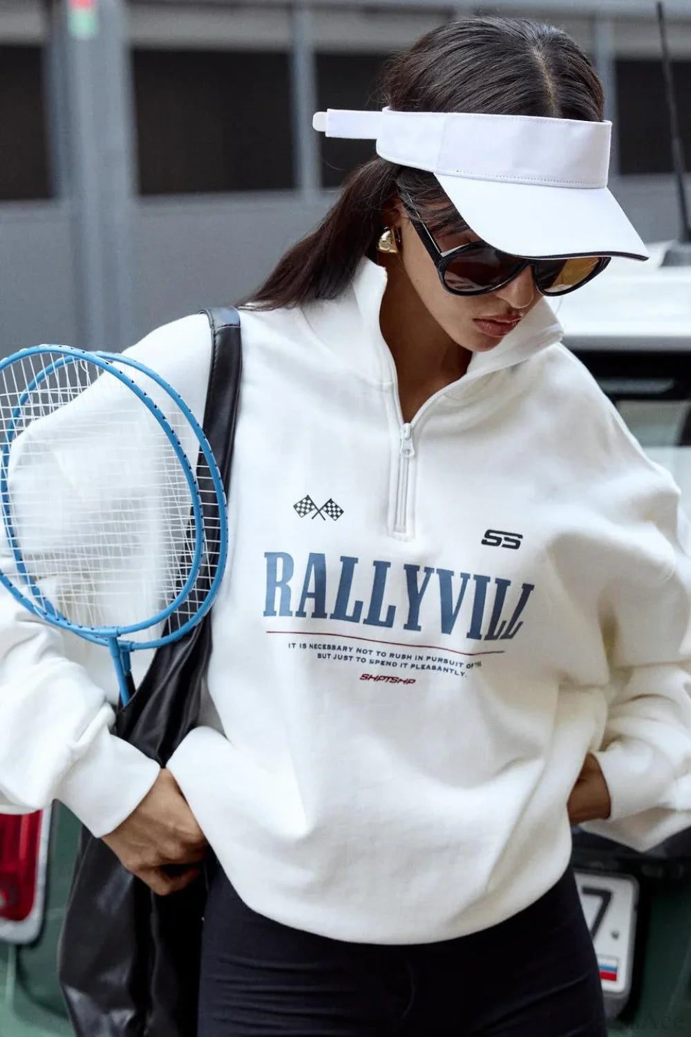 Loose Sporty Half Collar Print Sweatshirt image 3