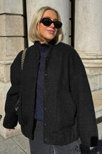 Loose Stand Collar Textured Wool Casual Coat image 2