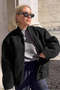 Loose Stand Collar Textured Wool Casual Coat image 1