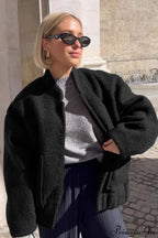 Loose Stand Collar Textured Wool Casual Coat image 1