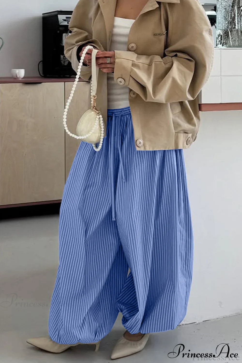 Loose Stripe Harem Pants image 2