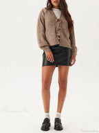 Loose V-neck Deep Button Cardigan image 5