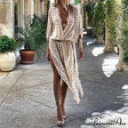 Loose Striped Maxi Dress with Veil Design image 2