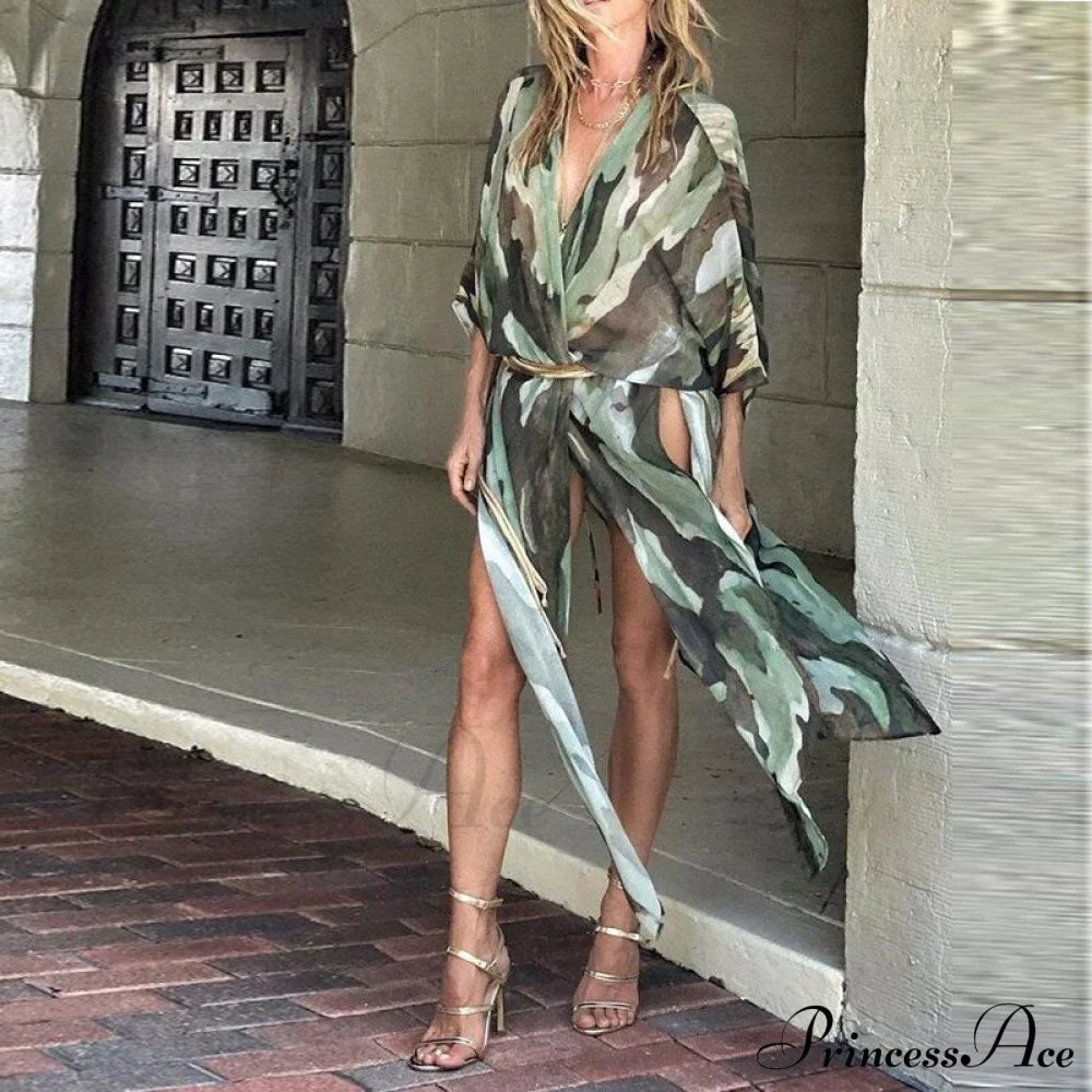 Loose Striped Maxi Dress with Veil Design image 5