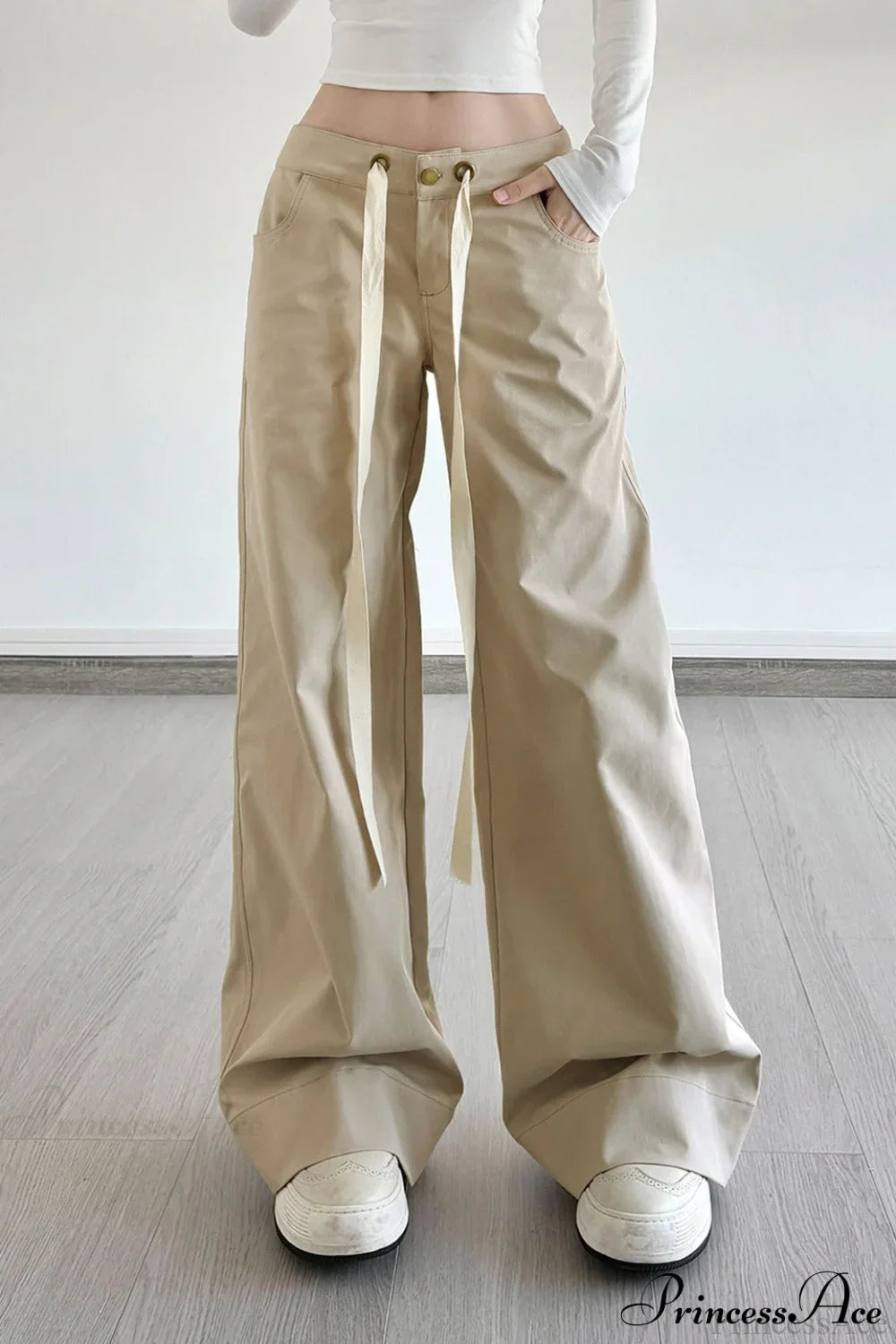 Loose Wide-Leg Drawstring Cargo Pants image 4