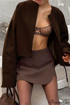 Loose Zip Crewneck Short Long Sleeve Coat image 2