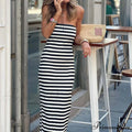 Loungewear Fashion Party Dress Modern Sleeveless Sexy Striped Ladies Dress image 4