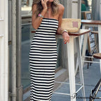 Loungewear Fashion Party Dress Modern Sleeveless Sexy Striped Ladies Dress image 4