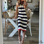 Loungewear Fashion Party Dress Modern Sleeveless Sexy Striped Ladies Dress image 5